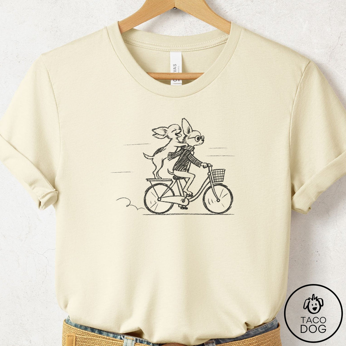 Chihuahua Carpool T-Shirt Natural Taco-Dog