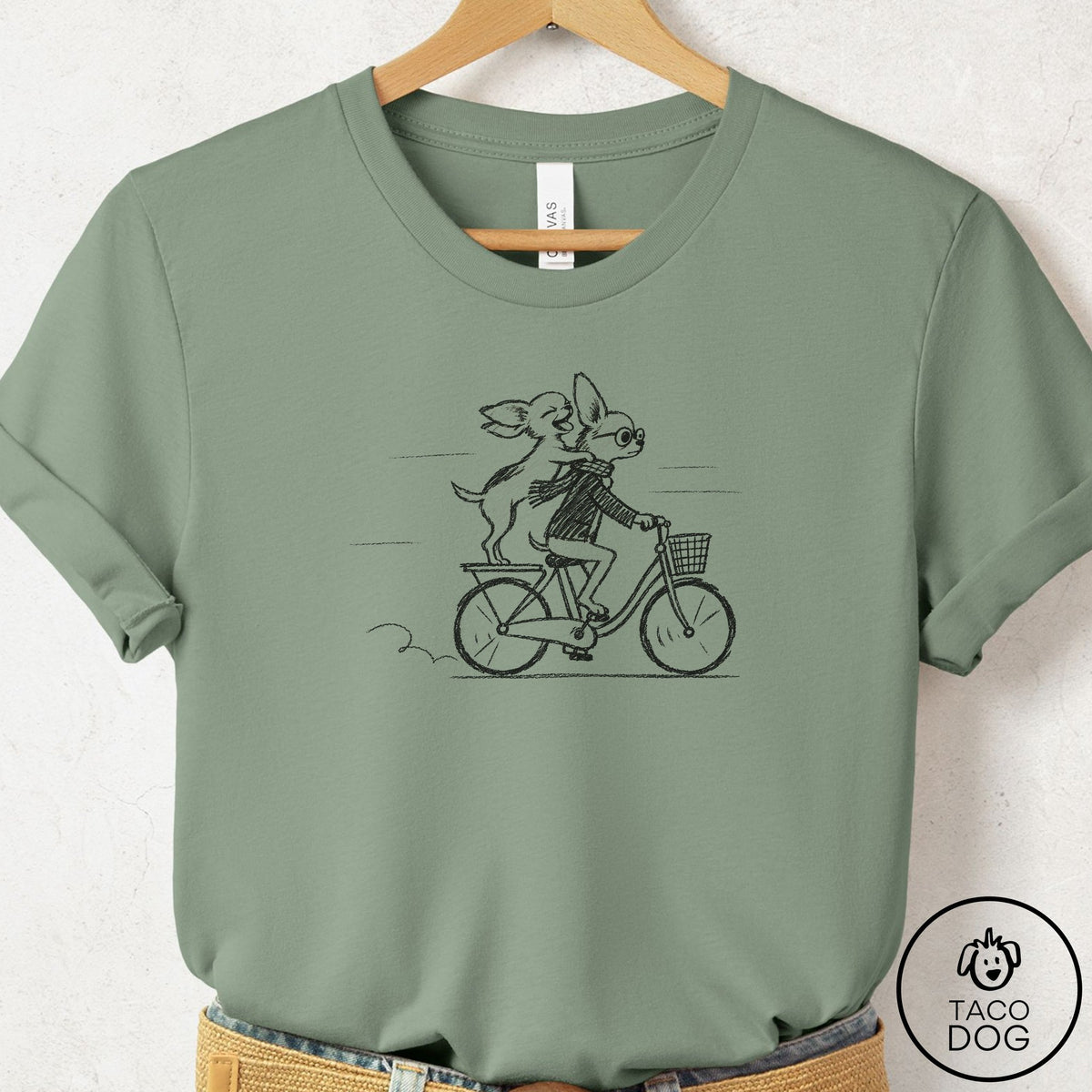 Chihuahua Carpool T-Shirt Sage Taco-Dog