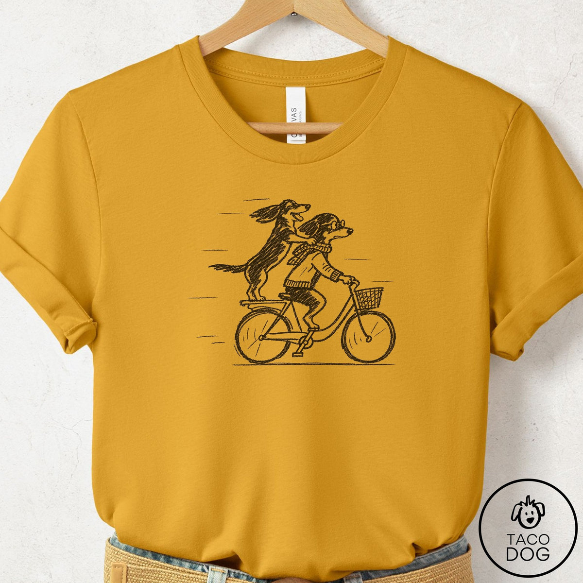 Dachshund Carpool T-Shirt Mustard Taco-Dog