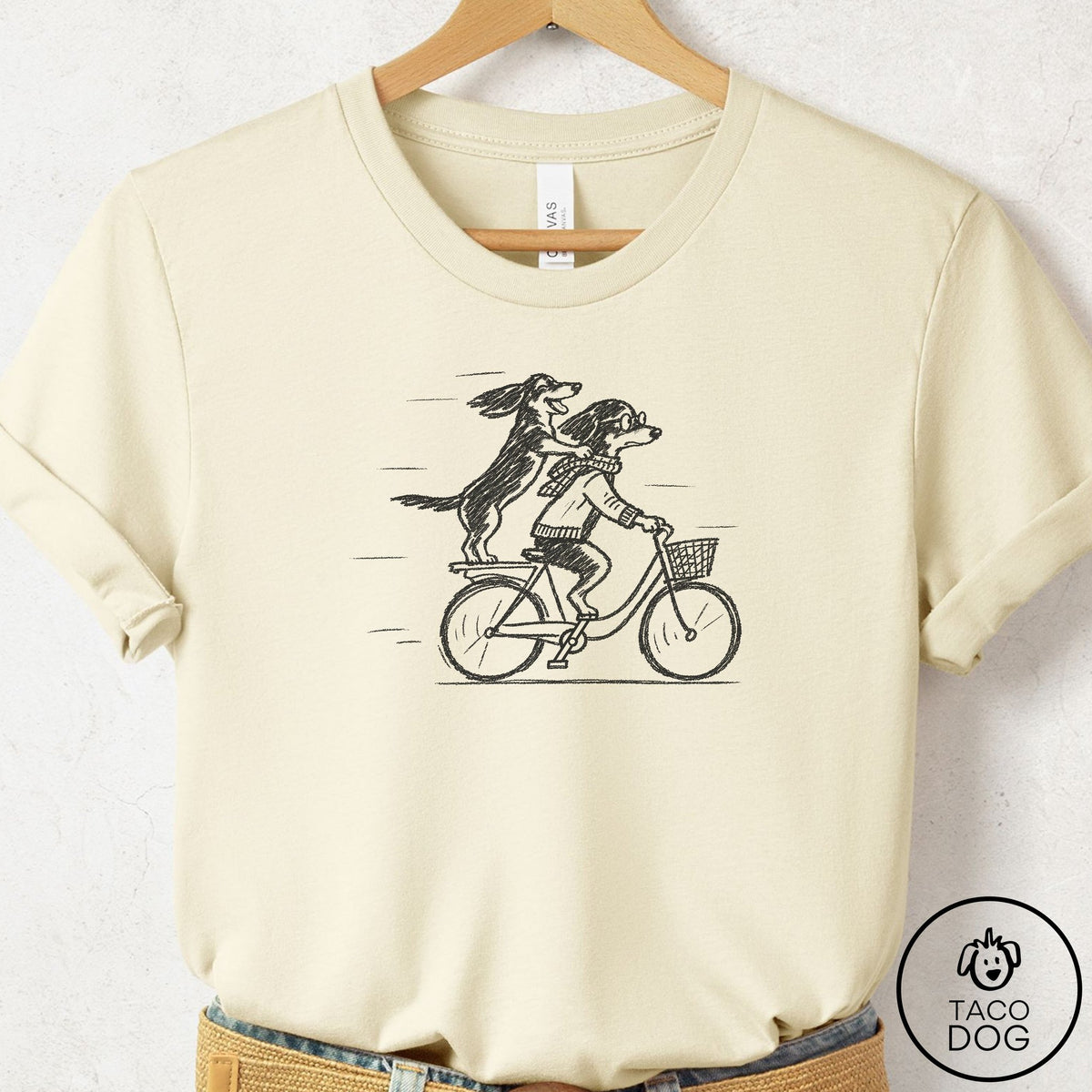 Dachshund Carpool T-Shirt Natural Taco-Dog