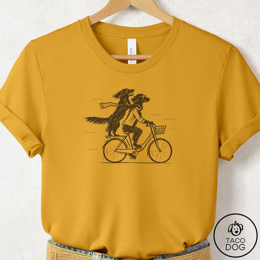 Flat-Coated Retriever Carpool T-Shirt Mustard Taco-Dog