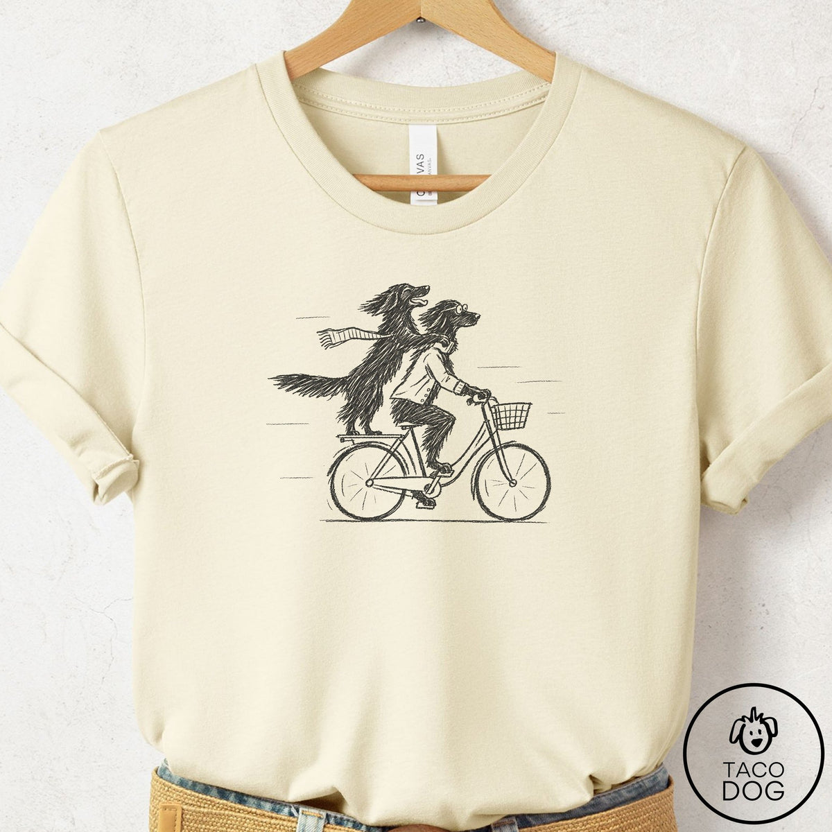 Flat-Coated Retriever Carpool T-Shirt Natural Taco-Dog