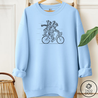 French Bulldog Frenchie Carpool Sweatshirt Light Blue Taco-Dog