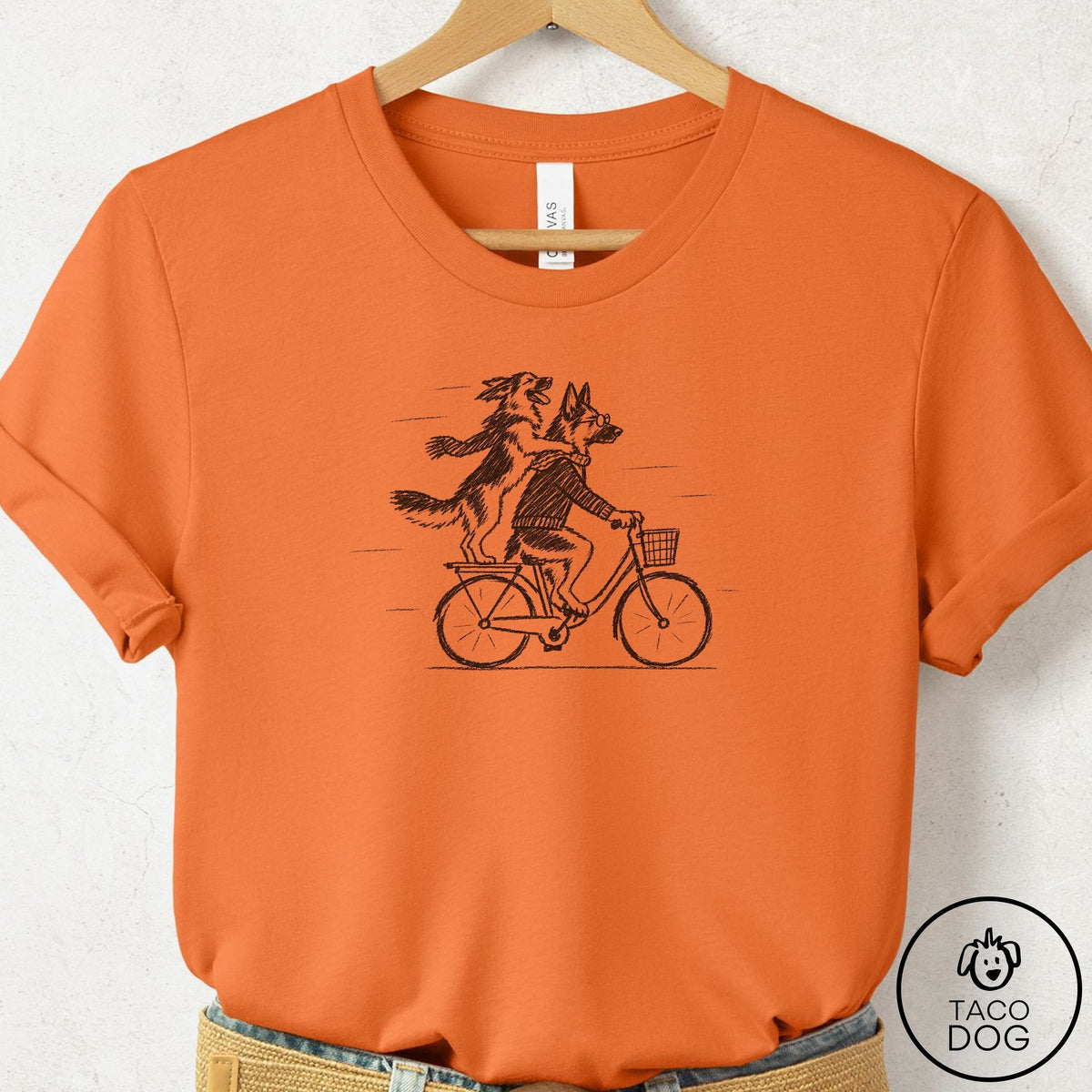 German Shepherd Carpool T-Shirt Burnt Orange Taco-Dog