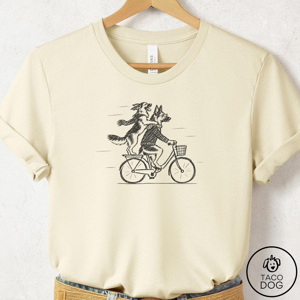 German Shepherd Carpool T-Shirt Natural Taco-Dog
