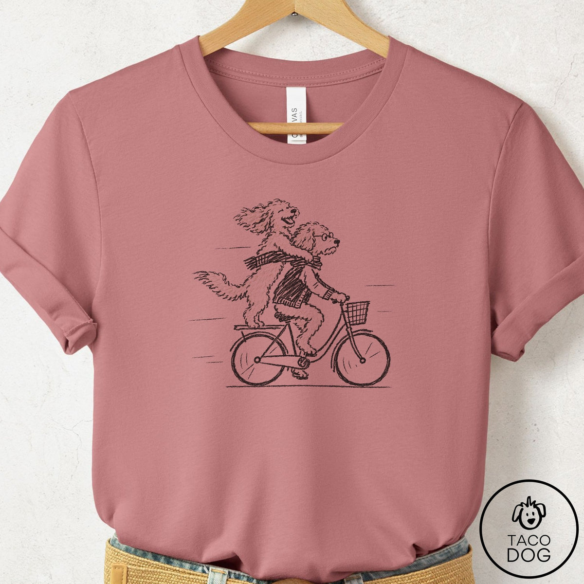 Doodle Carpool T-Shirt Mauve Taco-Dog