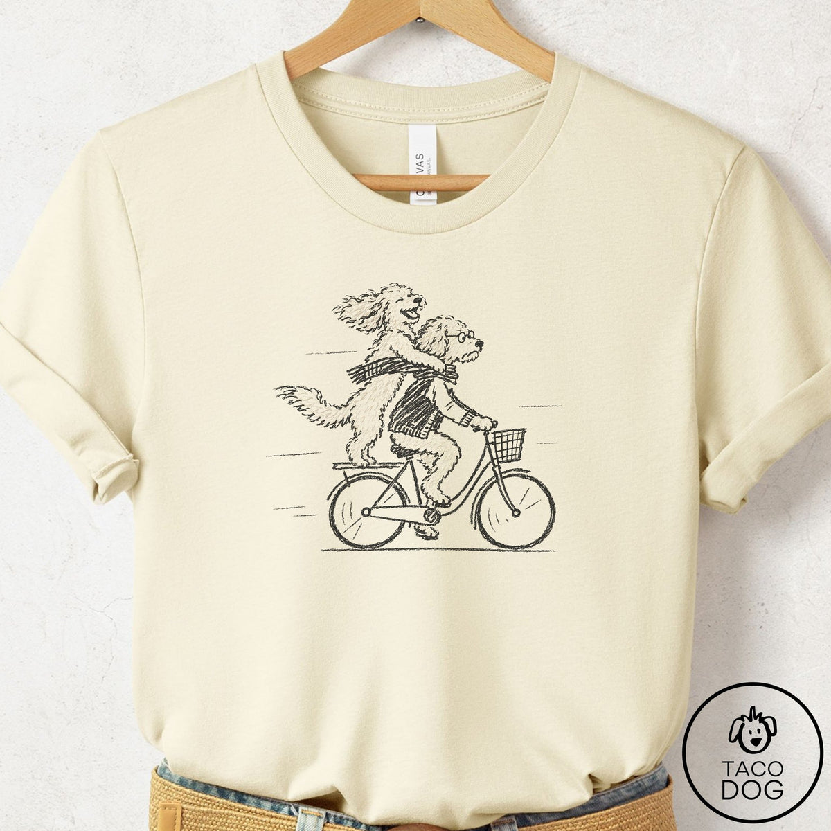 Doodle Carpool T-Shirt Natural Taco-Dog