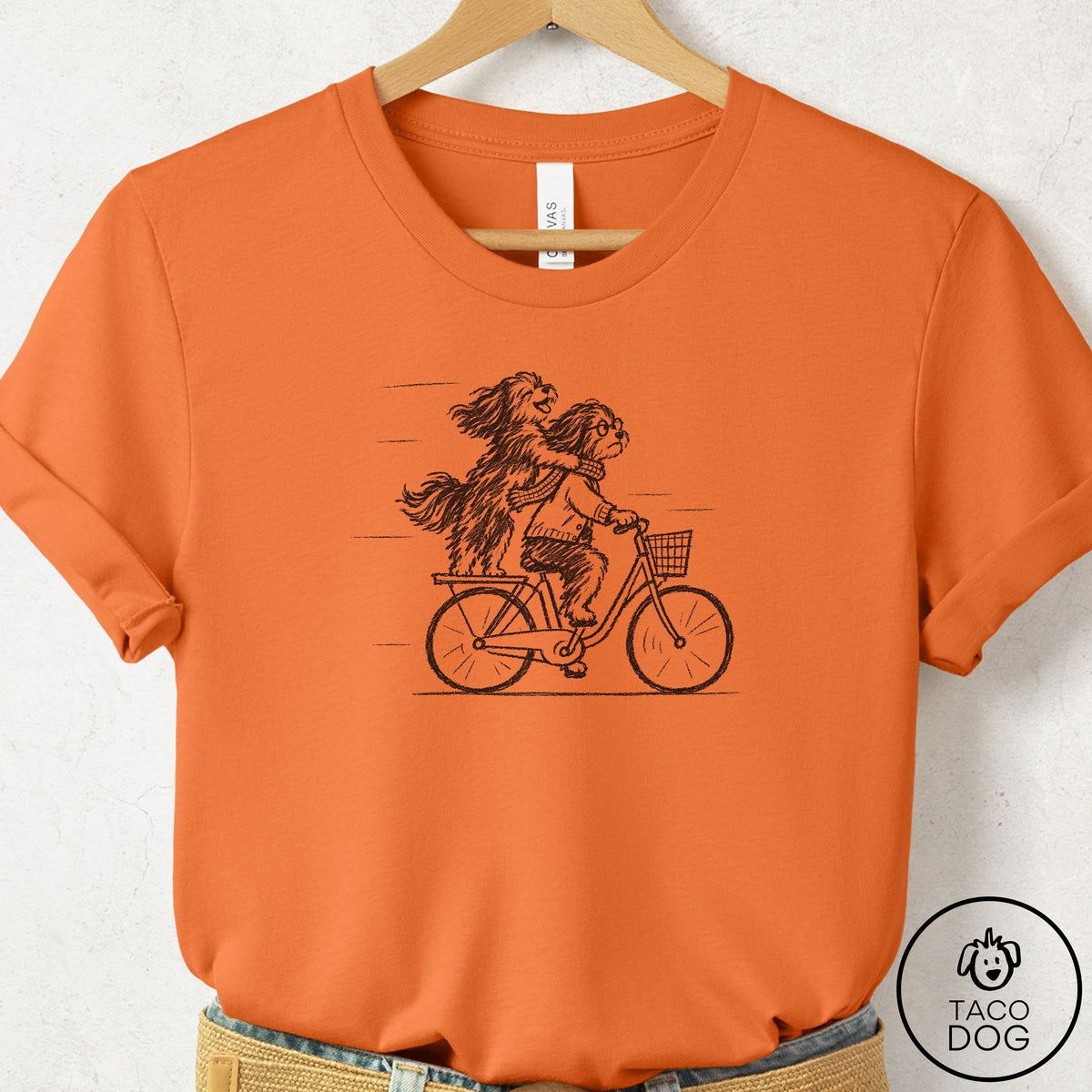 Havanese Carpool T-Shirt Burnt Orange Taco-Dog