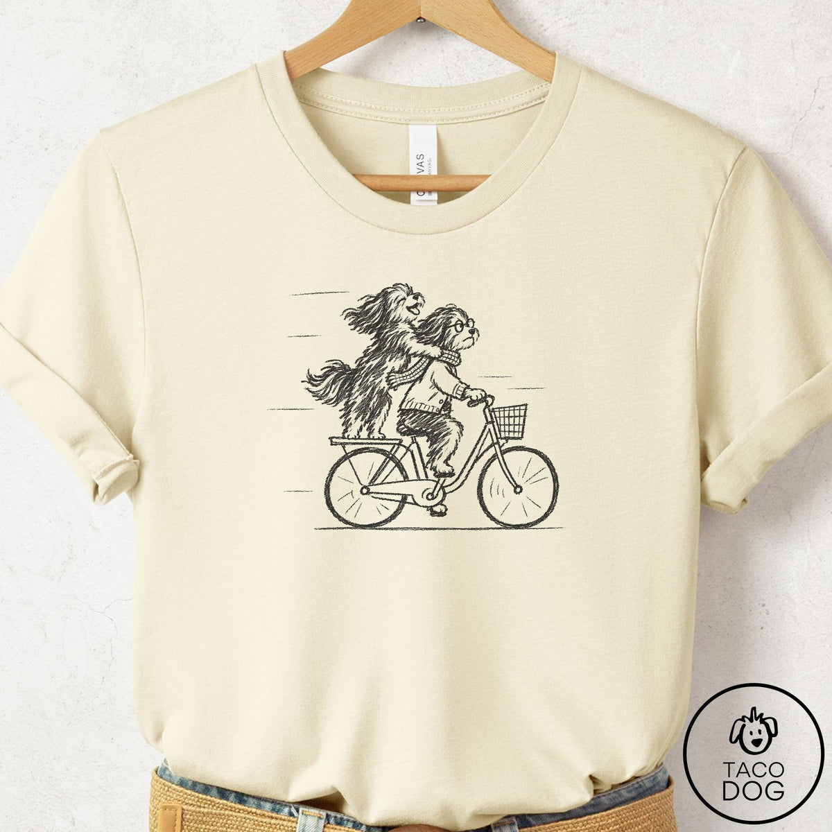 Havanese Carpool T-Shirt Natural Taco-Dog