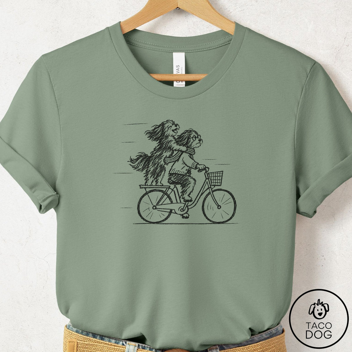 Havanese Carpool T-Shirt Sage Taco-Dog
