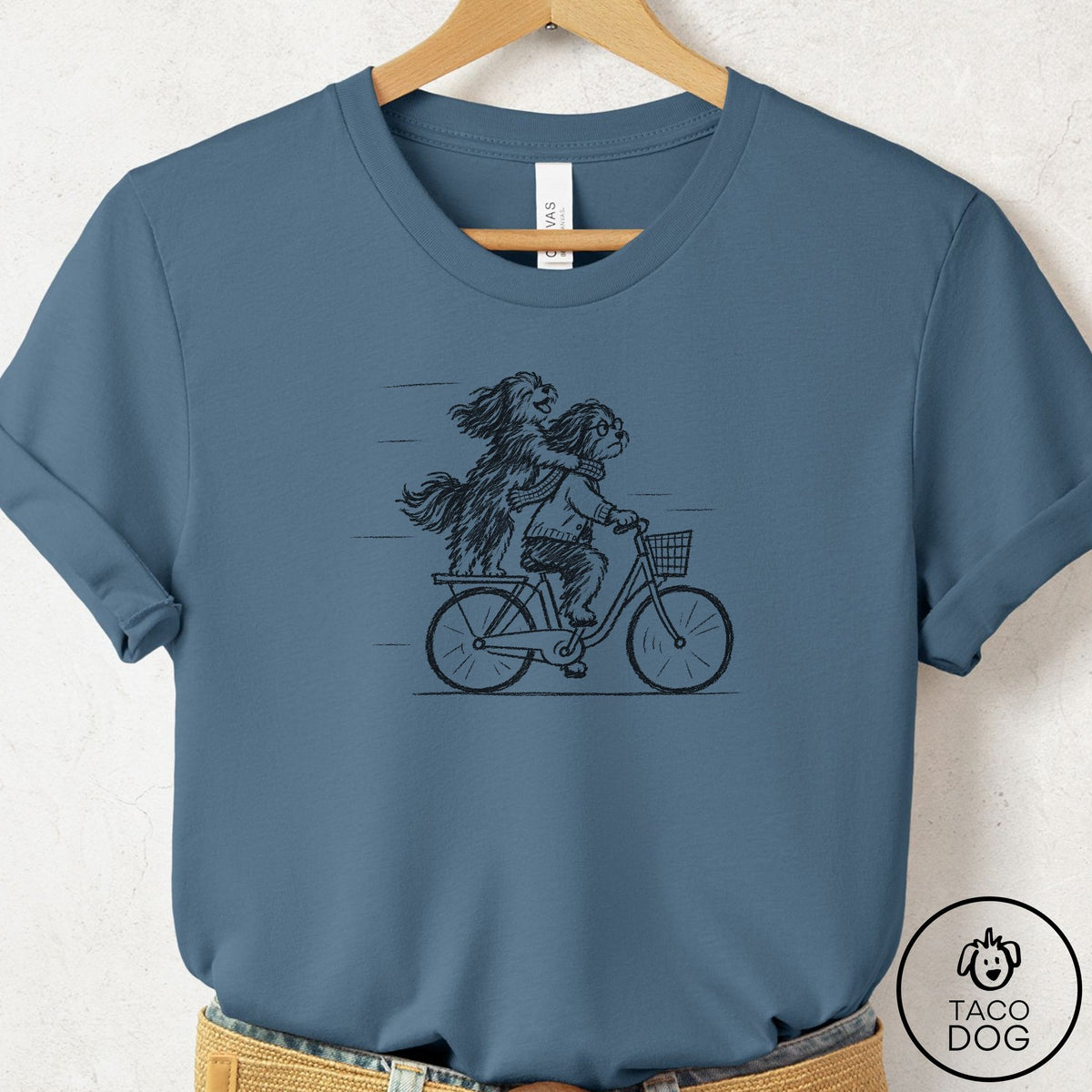 Havanese Carpool T-Shirt Steel Blue Taco-Dog