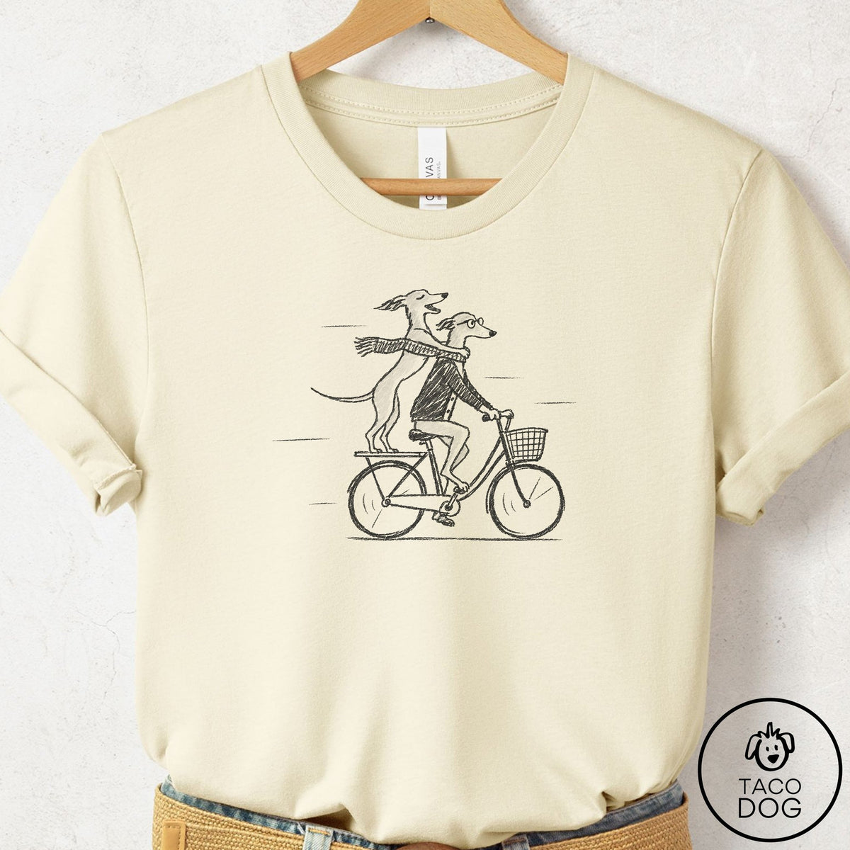 Italian Greyhound Whippet Carpool T-Shirt Natural Taco-Dog