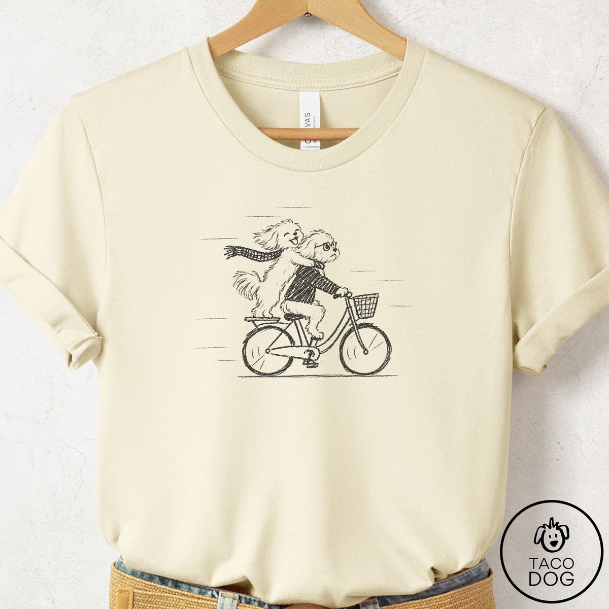 Maltese Carpool T-Shirt Natural Taco-Dog