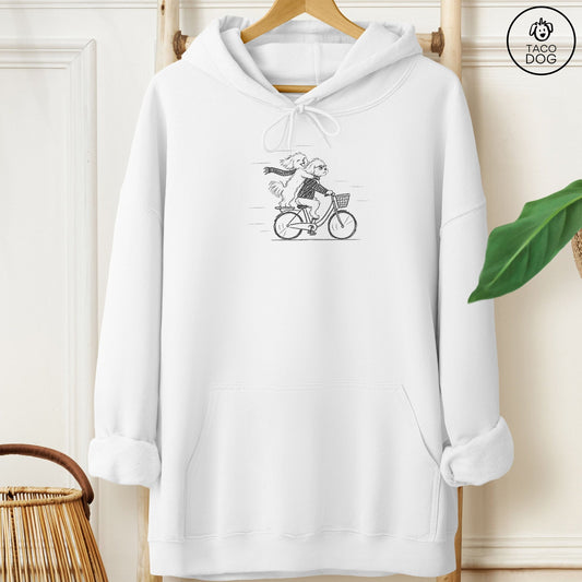 Maltese Carpool Hoodie White Taco-Dog