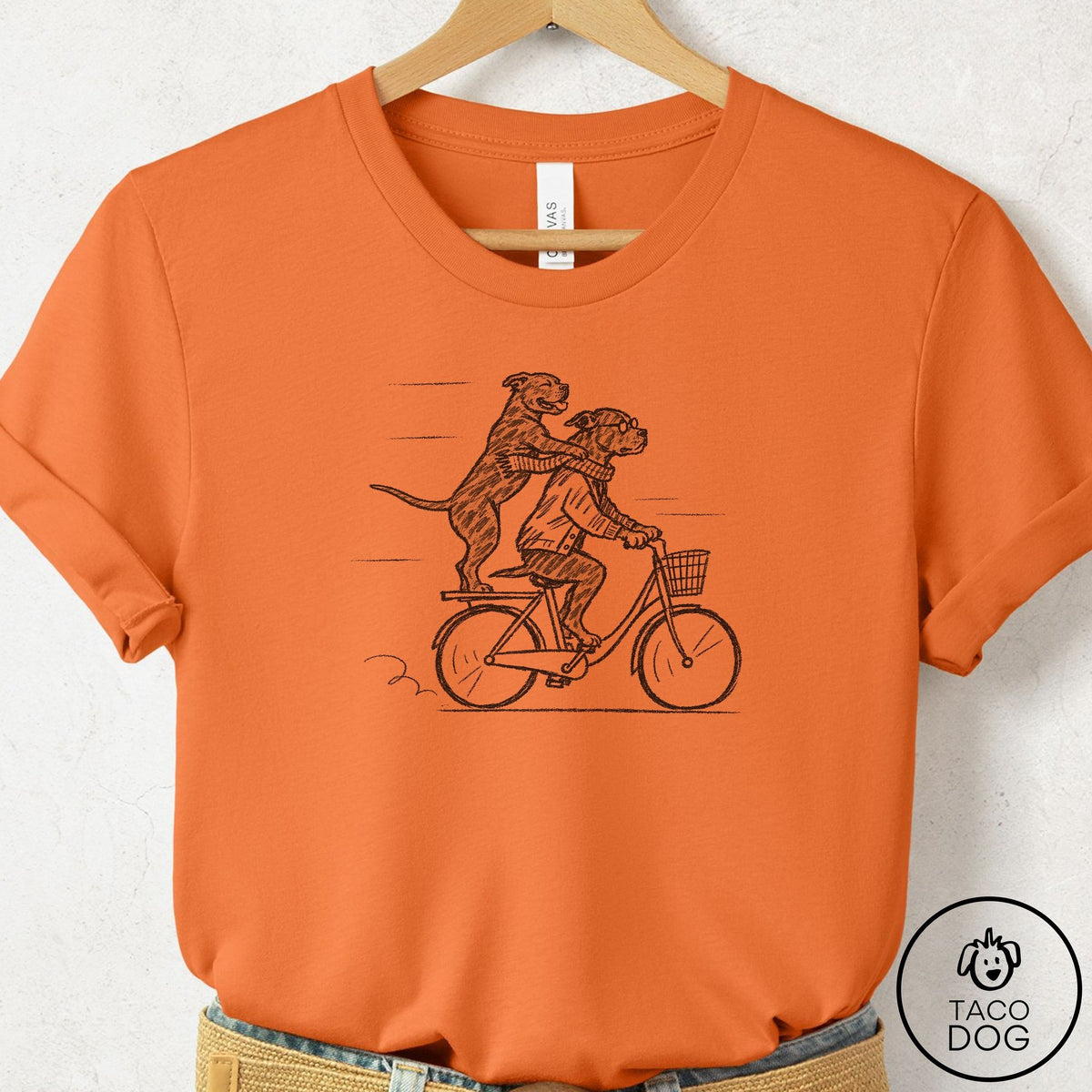 Pitbull Carpool T-Shirt Burnt Orange Taco-Dog