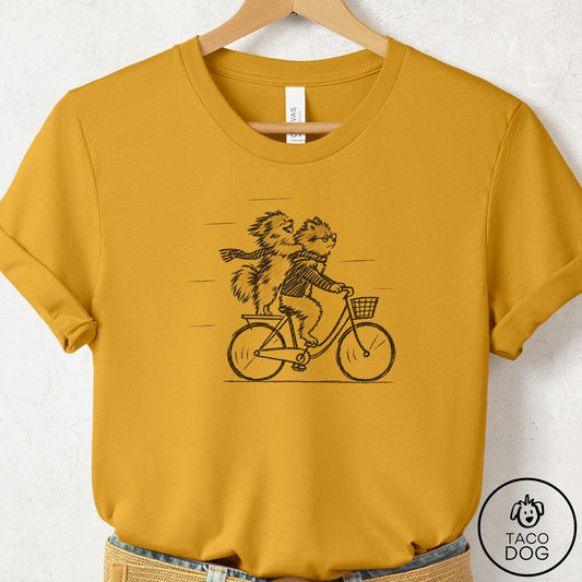 Pomeranian Carpool T-Shirt Mustard Taco-Dog