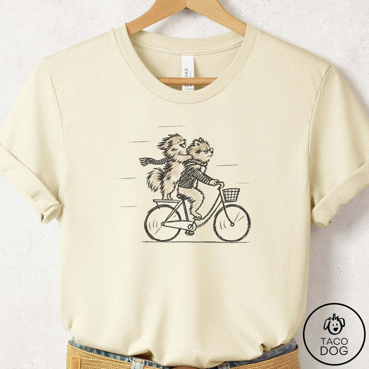 Pomeranian Carpool T-Shirt Natural Taco-Dog