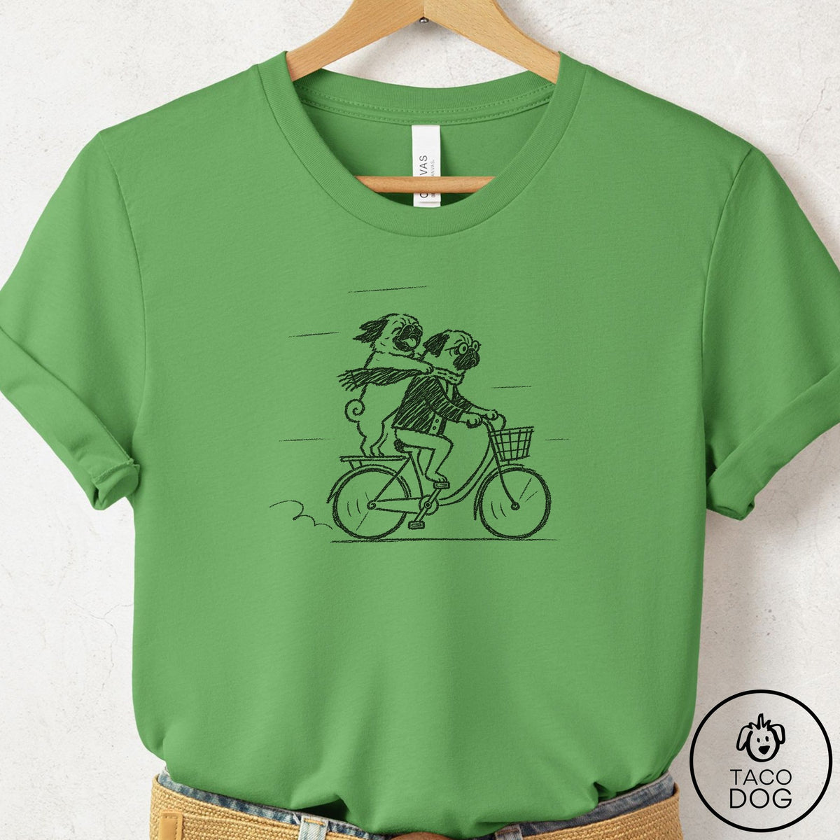 Pug Carpool T-Shirt Leaf Taco-Dog