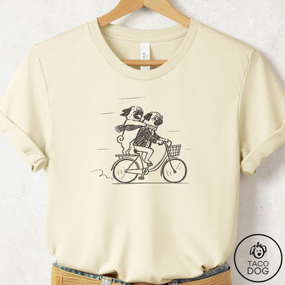 Pug Carpool T-Shirt Natural Taco-Dog