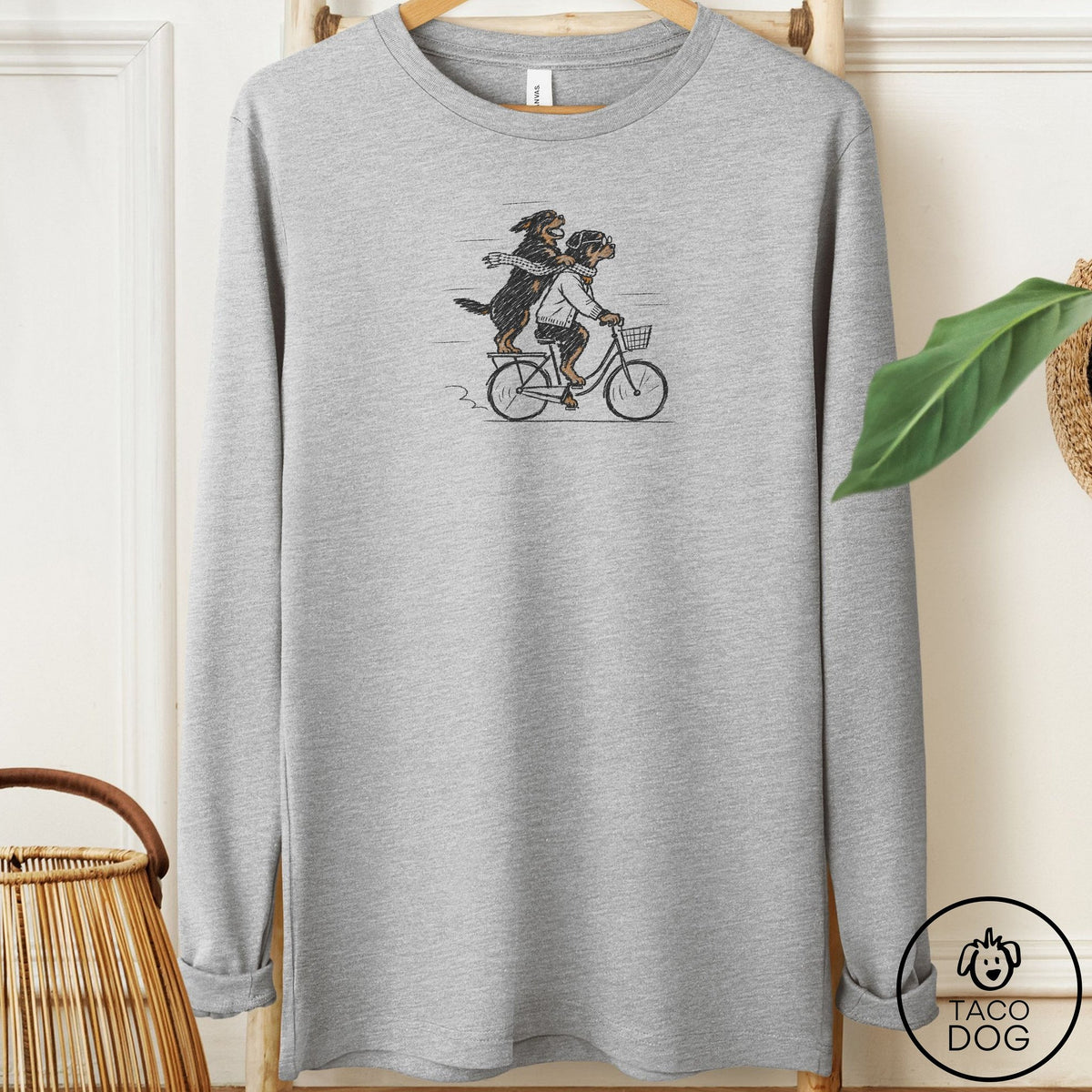 Rottweiler Carpool Long Sleeve Tee Athletic Heather Taco-Dog