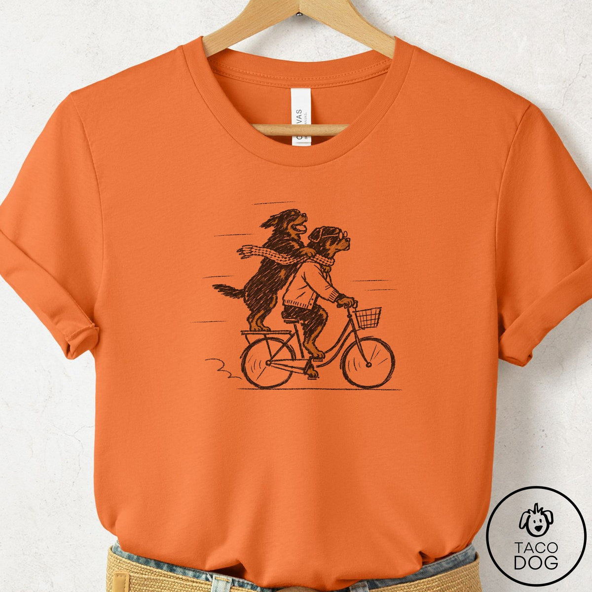Rottweiler Carpool T-Shirt Burnt Orange Taco-Dog