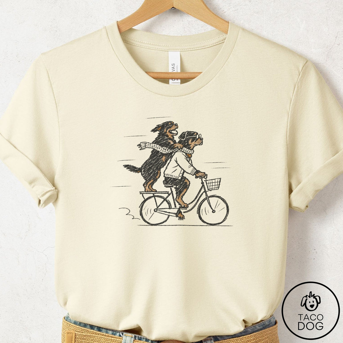 Rottweiler Carpool T-Shirt Natural Taco-Dog