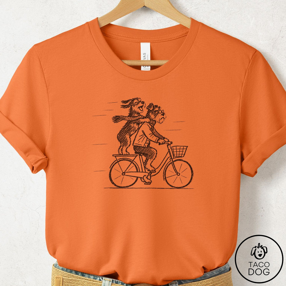 Schnauzer Carpool T-Shirt Burnt Orange Taco-Dog