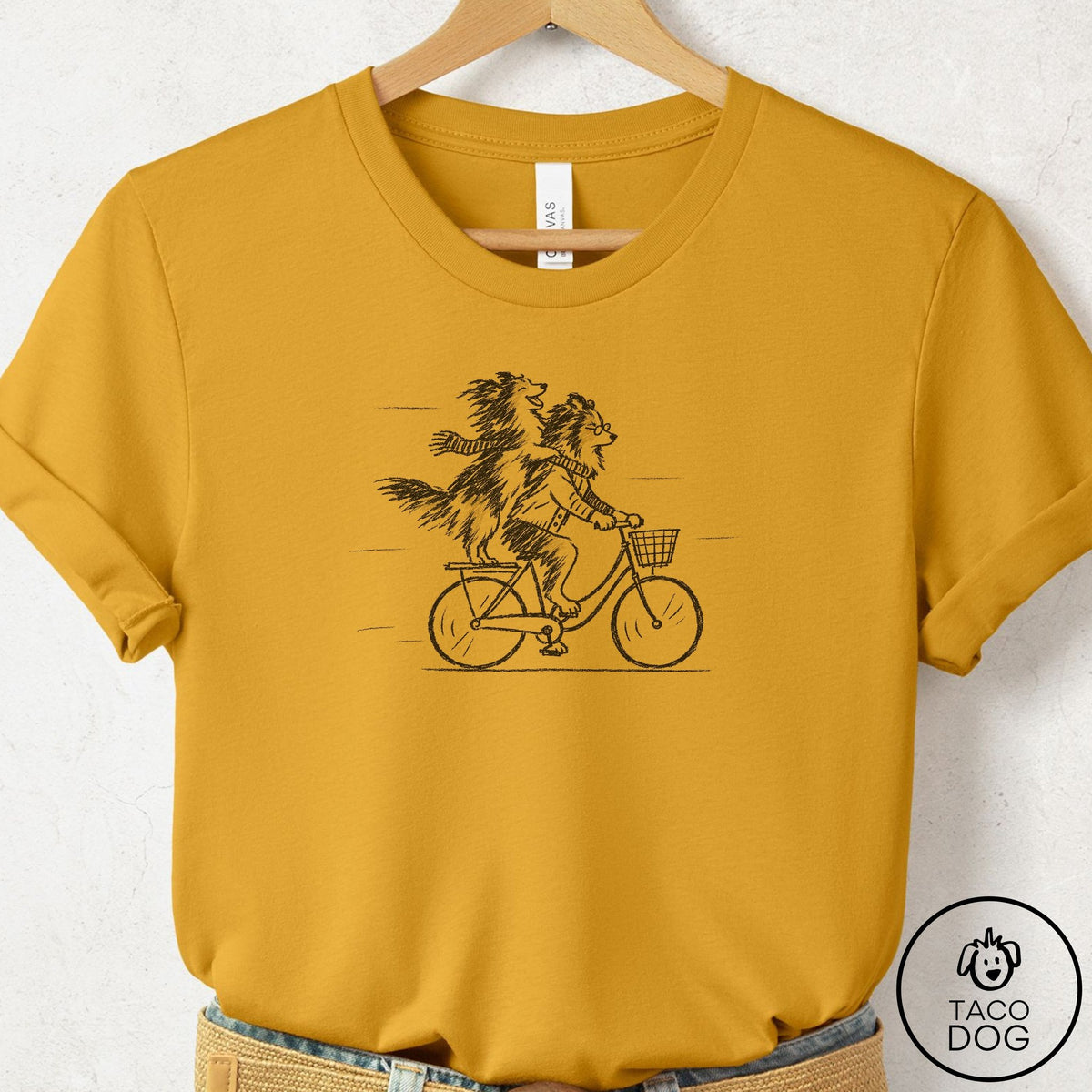 Shetland Sheepdog Carpool T-Shirt Mustard Taco-Dog