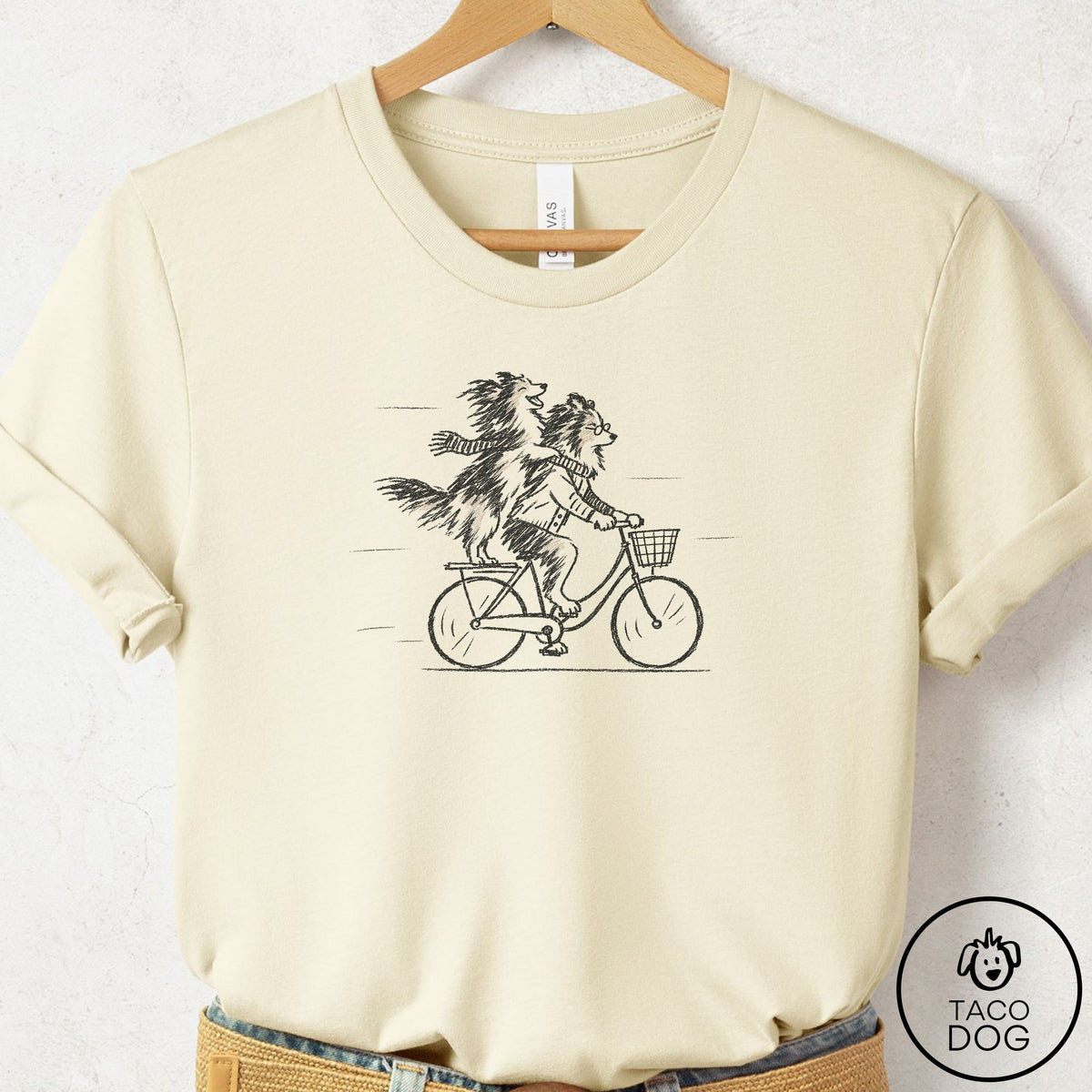 Shetland Sheepdog Carpool T-Shirt Natural Taco-Dog