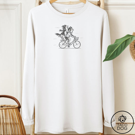 Shetland Sheepdog Carpool Long Sleeve Tee White Taco-Dog