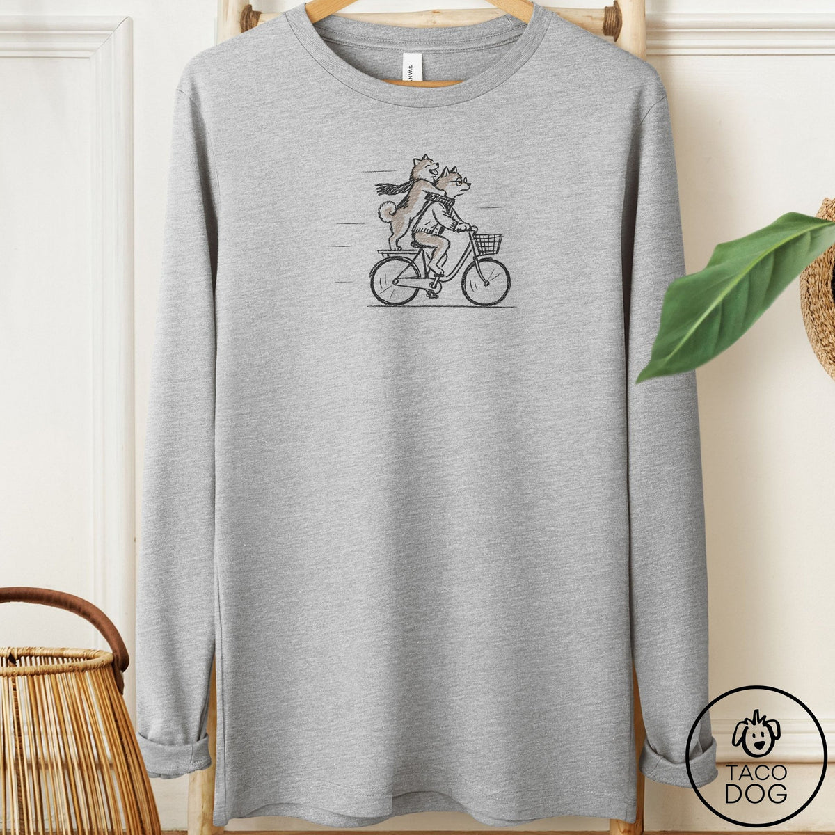 Shiba Inu Carpool Long Sleeve Tee Athletic Heather Taco-Dog