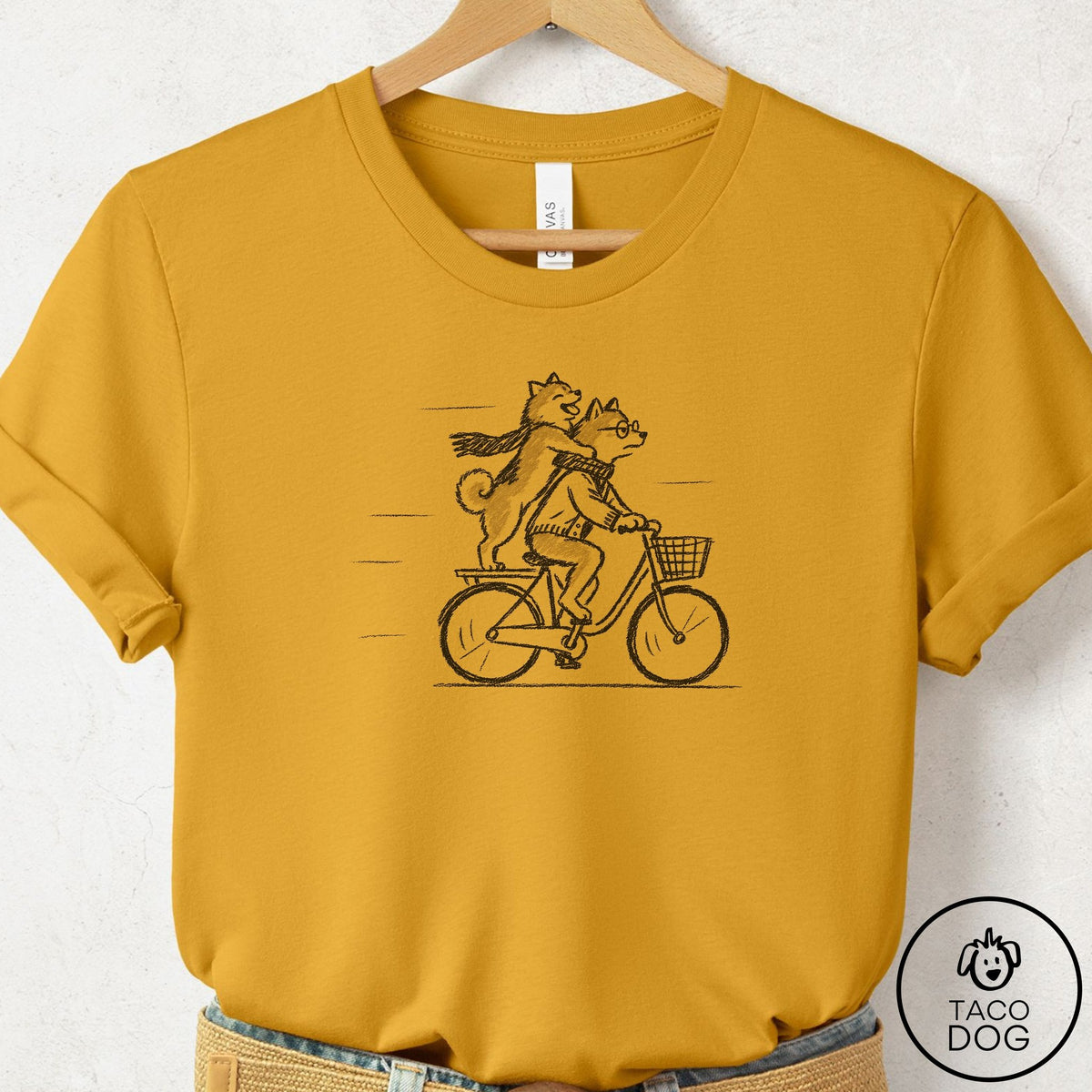 Shiba Inu Carpool T-Shirt Mustard Taco-Dog