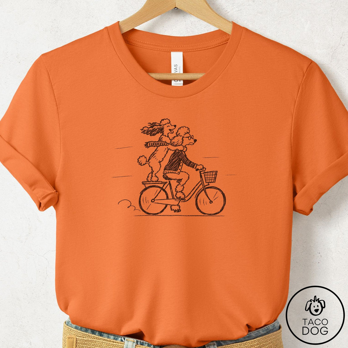 Poodle Carpool T-Shirt Burnt Orange Taco-Dog