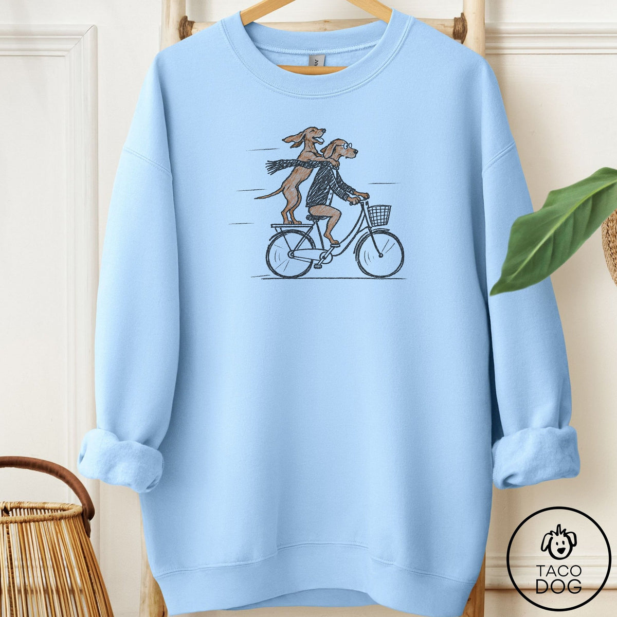 Vizsla Carpool Sweatshirt Light Blue Taco-Dog