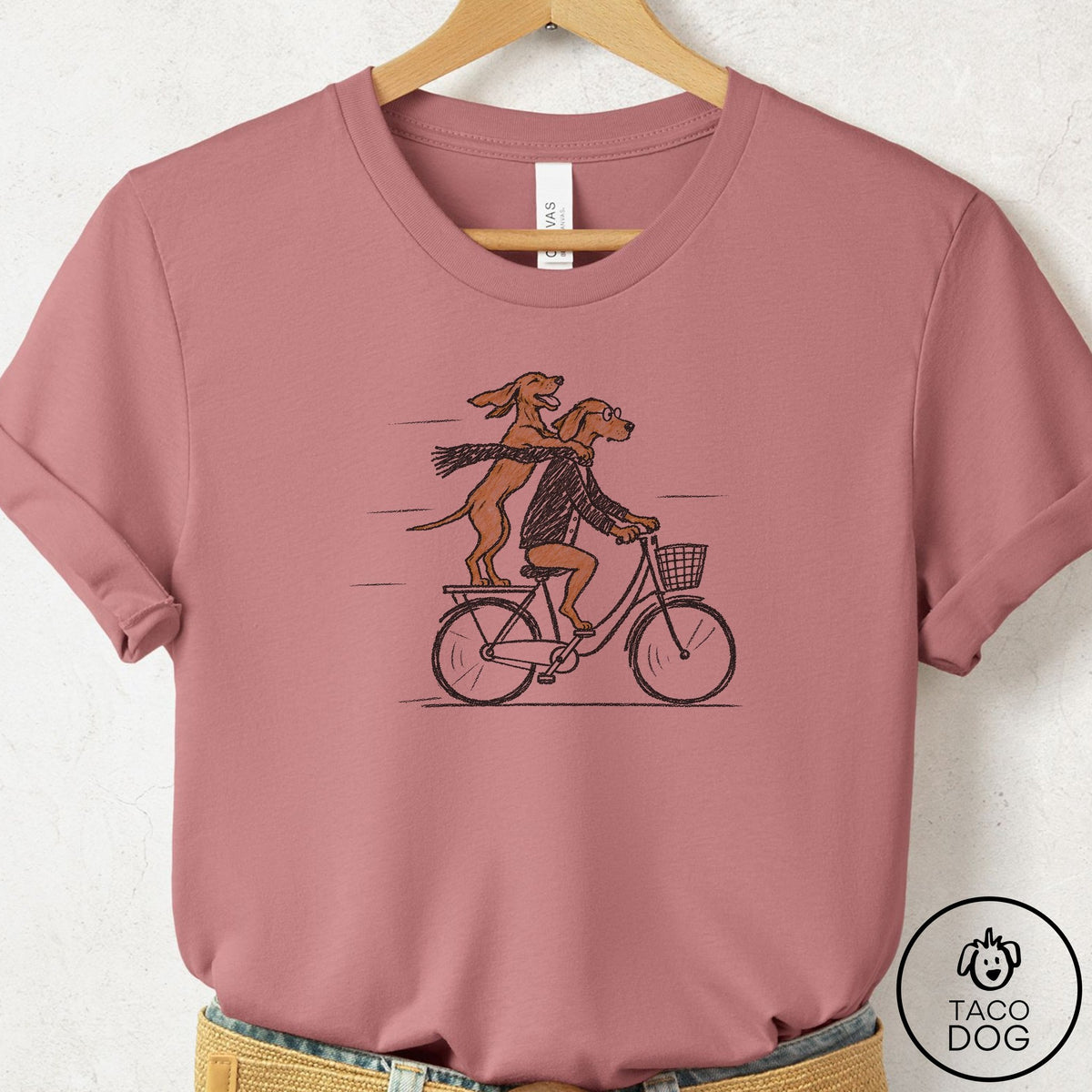 Vizsla Carpool T-Shirt Mauve Taco-Dog