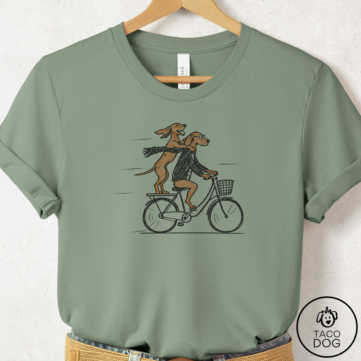 Vizsla Carpool T-Shirt Sage Taco-Dog