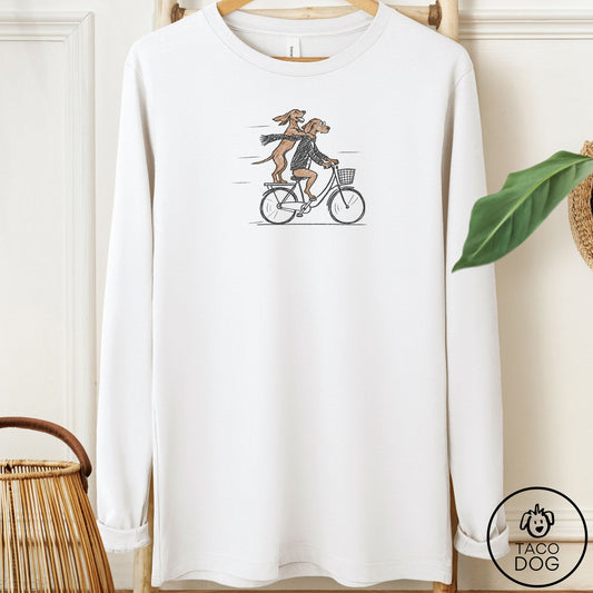 Vizsla Carpool Long Sleeve Tee White Taco-Dog
