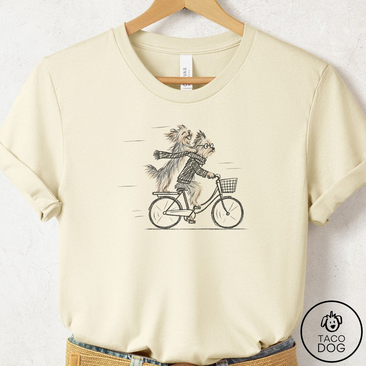 Yorkshire Terrier Yorkie Carpool T-Shirt Natural Taco-Dog