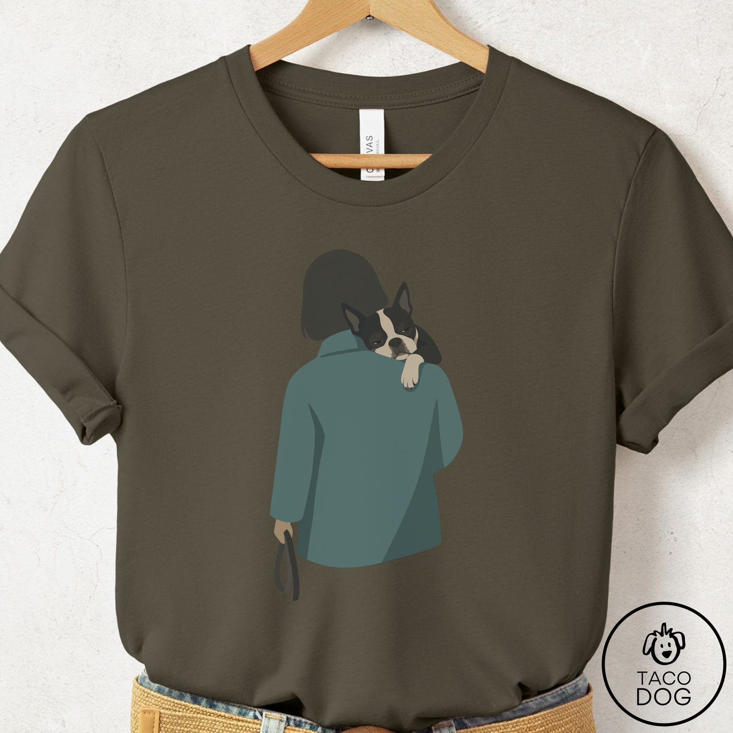 Boston Terrier Carry T-Shirt Army Taco-Dog