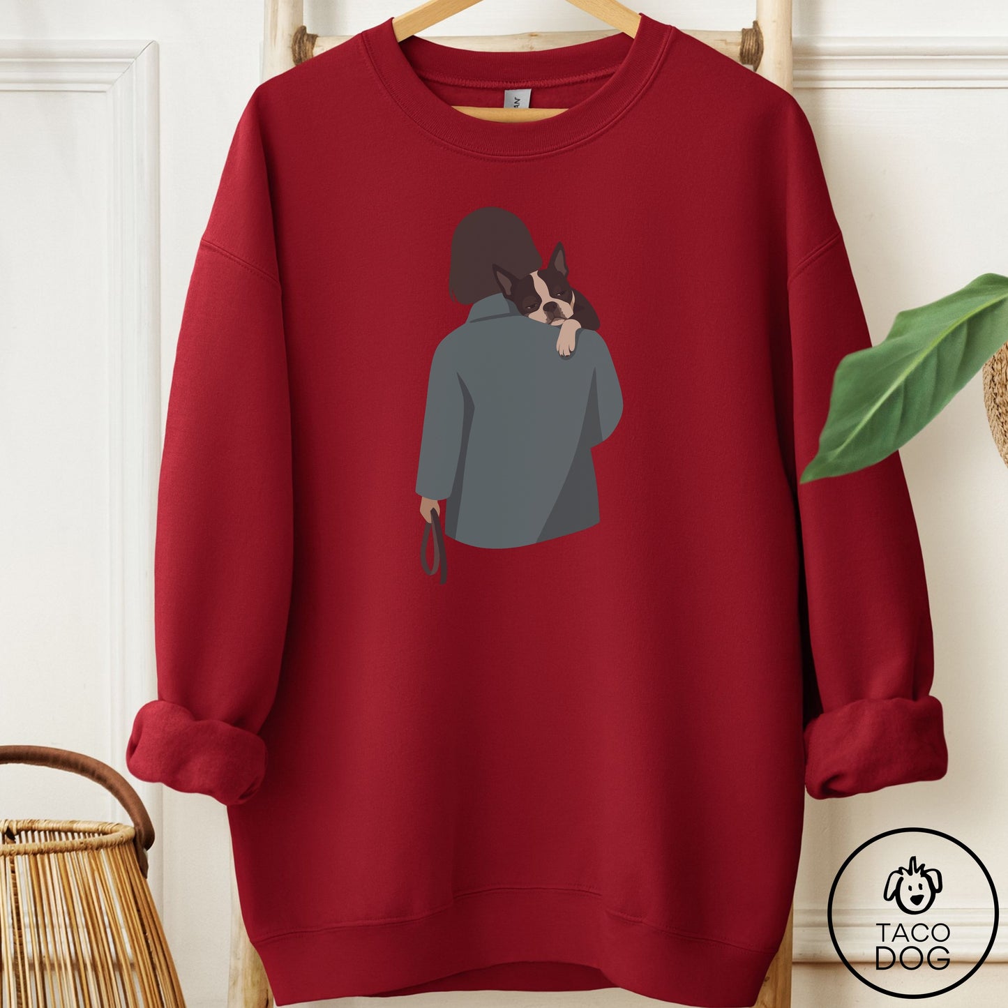 Boston Terrier Carry Sweatshirt Garnet Taco-Dog