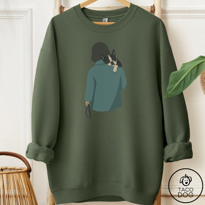 Boston Terrier Carry Sweatshirt Military Green Taco-Dog