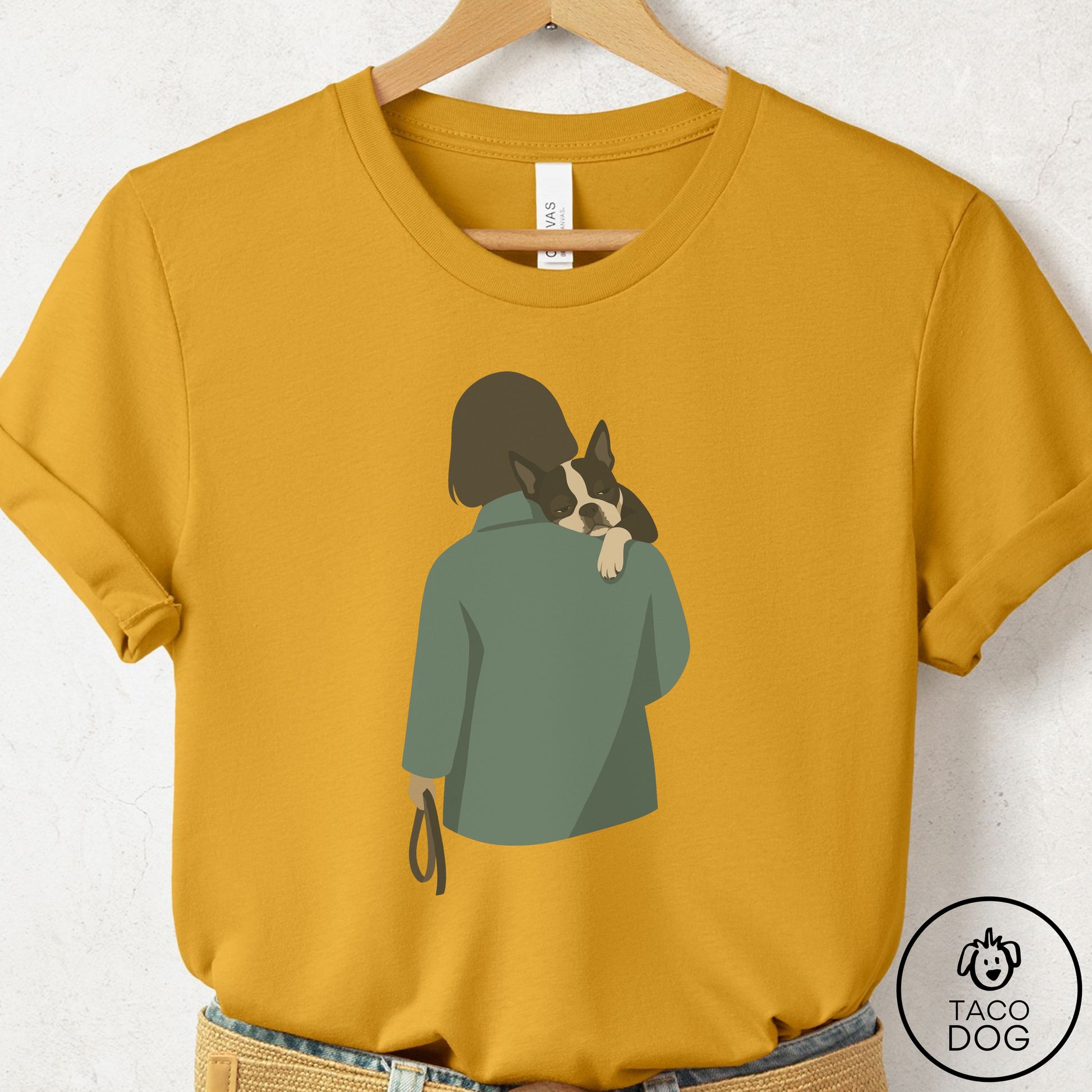 Boston Terrier Carry T-Shirt Mustard Taco-Dog
