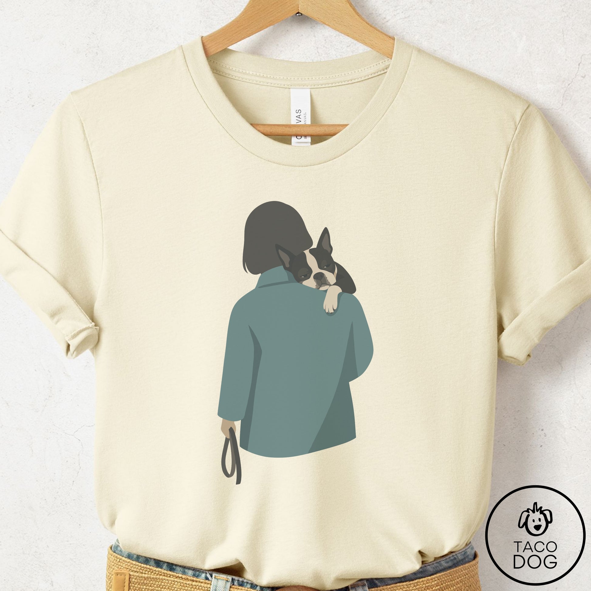 Boston Terrier Carry T-Shirt Natural Taco-Dog