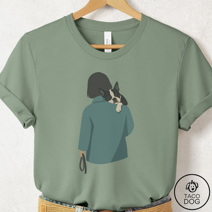 Boston Terrier Carry T-Shirt Sage Taco-Dog