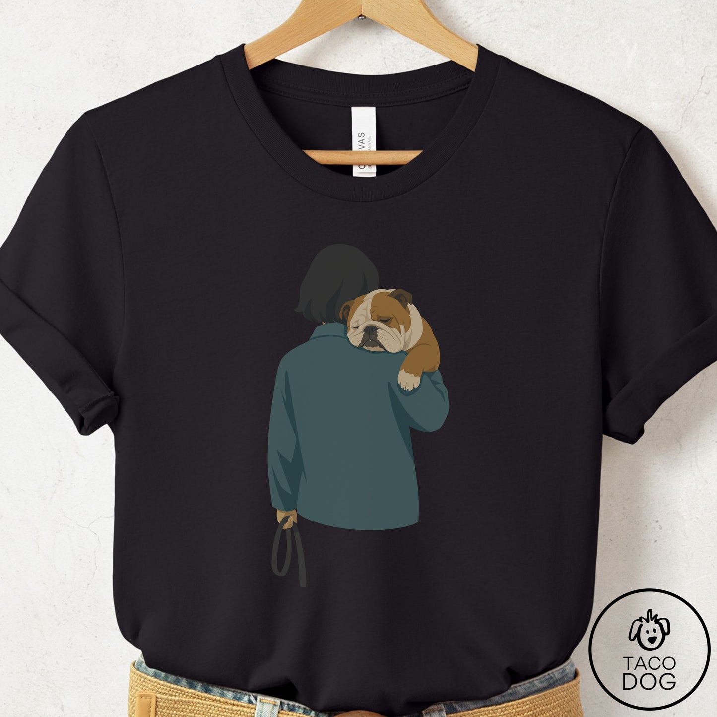 English Bulldog Carry T-Shirt Black Taco-Dog