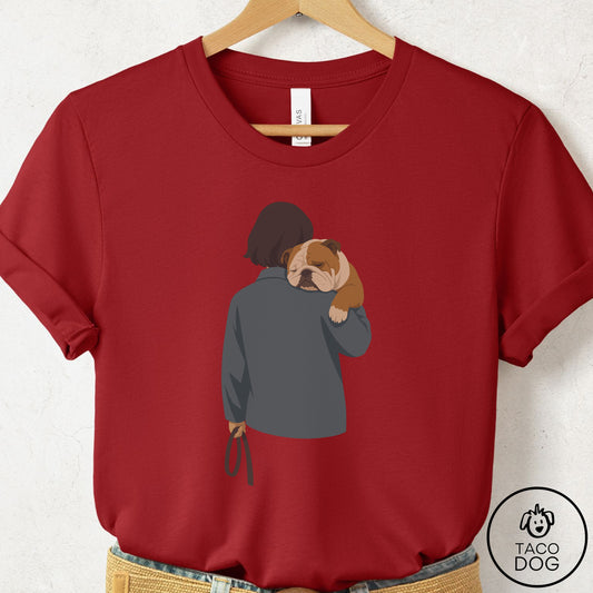 English Bulldog Carry T-Shirt Canvas Red Taco-Dog