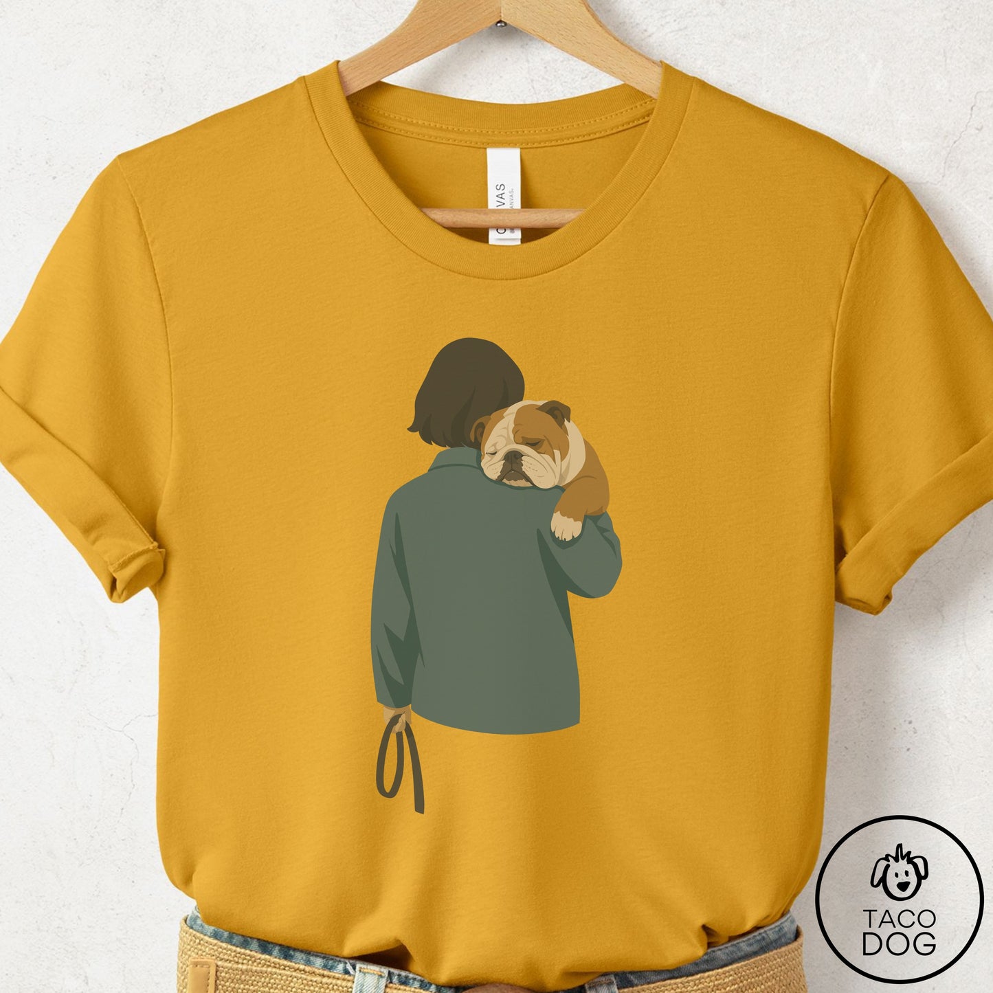 English Bulldog Carry T-Shirt Mustard Taco-Dog