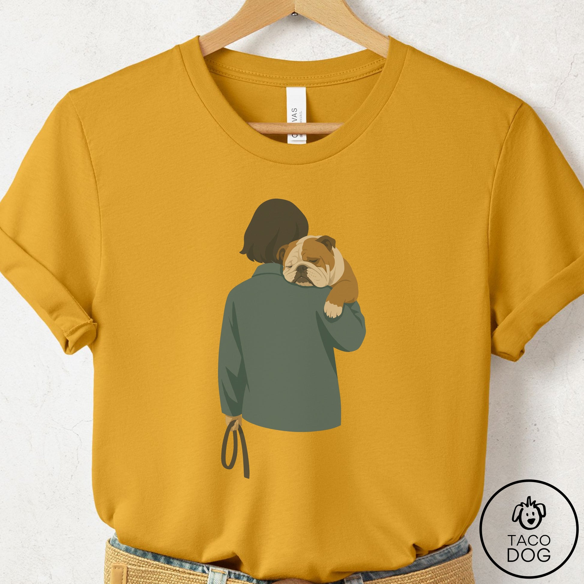 English Bulldog Carry T-Shirt Mustard Taco-Dog