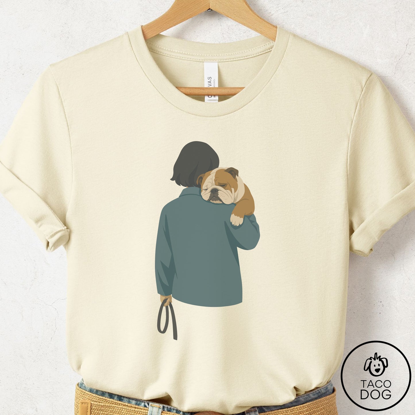 English Bulldog Carry T-Shirt Natural Taco-Dog