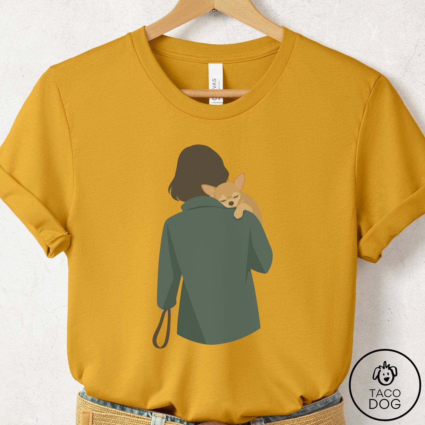 Chihuahua Carry T-Shirt Mustard Taco-Dog